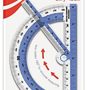 Helix Swing Arm Protractor, 180 Degree, 6 Inch, Assorted Colors (60009)