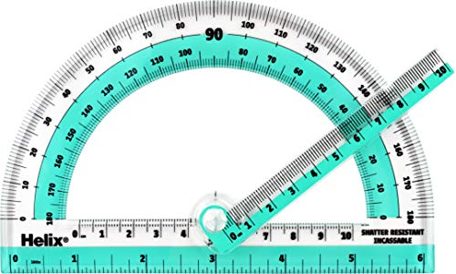 Helix Swing Arm Protractor, 180 Degree, 6 Inch, Assorted Colors (60009)