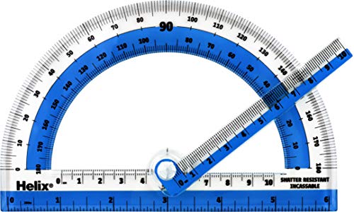 Helix Swing Arm Protractor, 180 Degree, 6 Inch, Assorted Colors (60009)