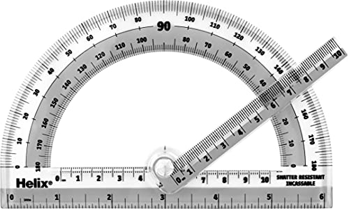 Helix Swing Arm Protractor, 180 Degree, 6 Inch, Assorted Colors (60009)