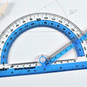 Helix Swing Arm Protractor, 180 Degree, 6 Inch, Assorted Colors (60009)