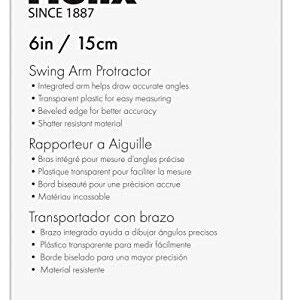 Helix Swing Arm Protractor, 180 Degree, 6 Inch, Assorted Colors (60009)