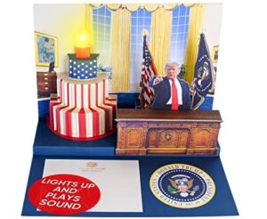 donald pop up birthday card with light & sound – funny birth day card for men and women, mom & dad card says happy birthday in trump’s real voice, best birthday card for husband or wife, trump card