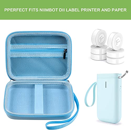 Case Compatible with NIIMBOT D11 Label Printer，Carrying Bag Storage Holder for Mini Smart Label Maker Label Printer Machine and Paper (Blue)