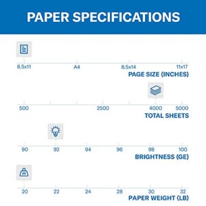 Hammermill Printer Paper, 20 Lb Copy Paper, 8.5 x 11 - 8 Ream (4,000 Sheets) - 92 Bright, Made in the USA