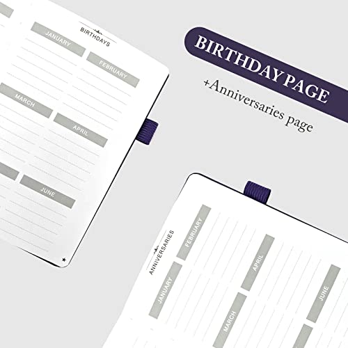 DRAPHY Address Book with Alphabetical Tabs, Elegant PU Leather Telephone Book, Hardcover Address Organizer and Password Keeper - Record Contacts, Anniversaries, Birthdays 5.2x7.7" (Purple)