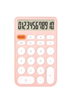 aoailion standard calculator 12 digit with large lcd display and round button candy color calculator portable for office, home, school (pink)