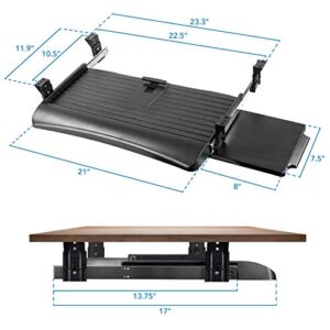 Mount-It! Keyboard Drawer Under Desk with Mouse Platform, Easy-Glide Sliding Under-Counter Computer Keyboard Tray 21 inch Wide