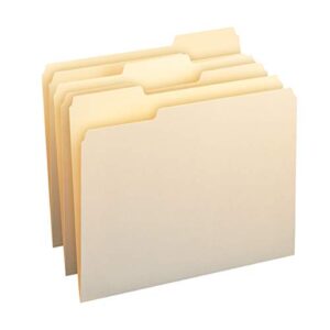 amazon basics 1/3-cut tab, assorted positions file folders, letter size, manila – pack of 100