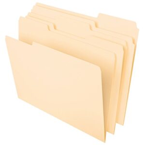 Pendaflex File Folders, Letter Size, 8-1/2" x 11", Classic Manila, 1/3-Cut Tabs in Left, Right, Center Positions, 100 Per Box (65213)