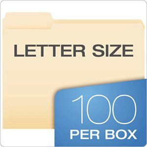 Pendaflex File Folders, Letter Size, 8-1/2" x 11", Classic Manila, 1/3-Cut Tabs in Left, Right, Center Positions, 100 Per Box (65213)