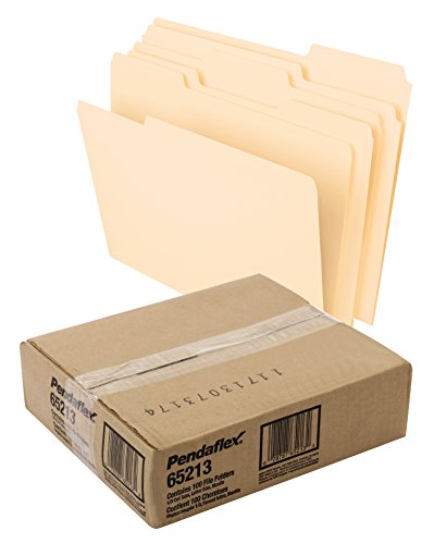 Pendaflex File Folders, Letter Size, 8-1/2" x 11", Classic Manila, 1/3-Cut Tabs in Left, Right, Center Positions, 100 Per Box (65213)