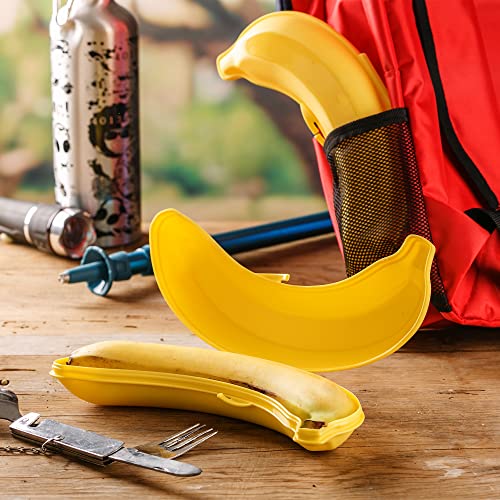 Banana Keeper BPA-Free Outdoor Travel Case, Banana Protector, Cute Carrier Storage Box, Yellow 2 Pack