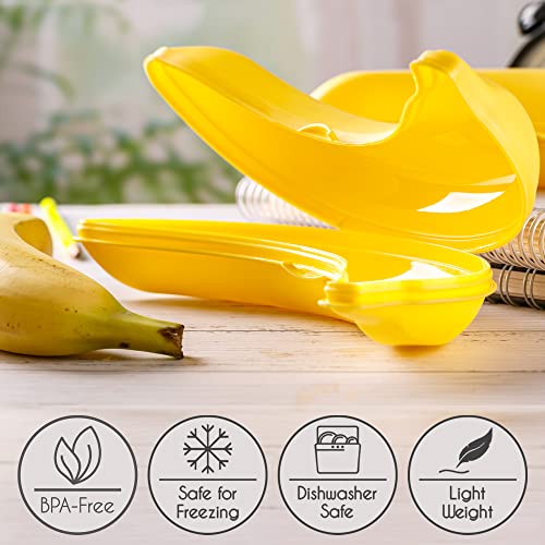 Banana Keeper BPA-Free Outdoor Travel Case, Banana Protector, Cute Carrier Storage Box, Yellow 2 Pack