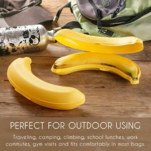 Banana Keeper BPA-Free Outdoor Travel Case, Banana Protector, Cute Carrier Storage Box, Yellow 2 Pack