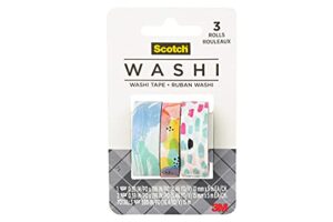 scotch washi tape, abstract modern design pattern, 3 rolls, assorted sizes, great for bullet journaling, scrapbooking and diy décor (c1017-3-p35)