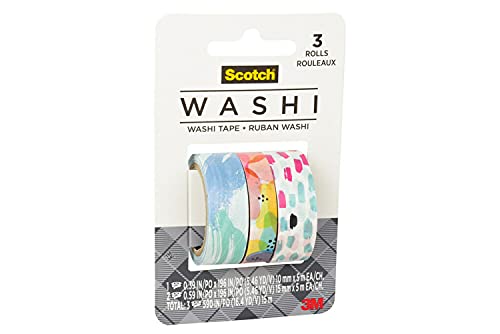 Scotch Washi Tape, Abstract Modern Design Pattern, 3 Rolls, Assorted Sizes, Great for Bullet Journaling, Scrapbooking and DIY Décor (C1017-3-P35)