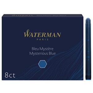waterman fountain pen ink cartridges, long, mysterious blue, 8 count