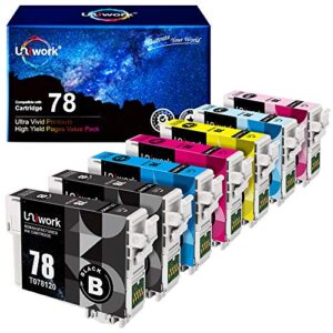 uniwork remanufactured ink cartridge replacement for epson 78 t078 use in artisan 50 stylus photo r260 r280 r380 rx580 rx595 rx680 printer tray (7 pack)