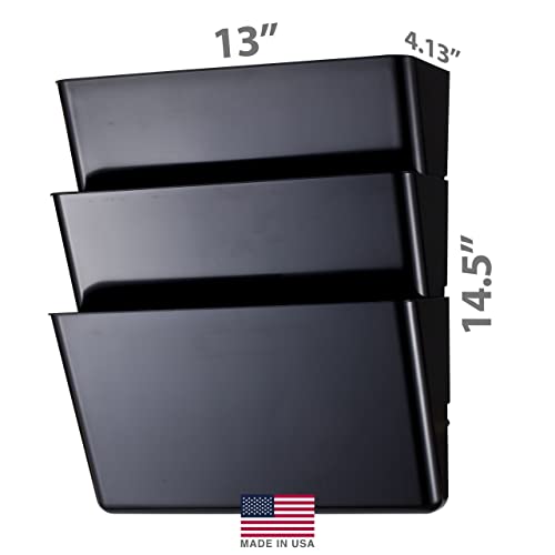 Officemate Letter Size Wall File, Recycled, Black, Set of 3 (26092)