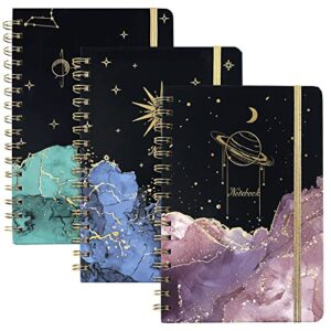 eoout 3 pack spiral notebook journals for women college ruled notebook, 6″x 8.5″, 160 pages, back pocket, for gifts, office, school supplies