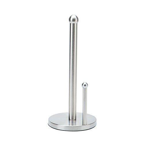 Kitchen Details Holder Paper Towel Holder & Dispenser | Holds Standard Size Roll | Freestanding | Counter top | Weighted Base | Stainless Steel, 6.1"x 6.1"x 13.1", Satin