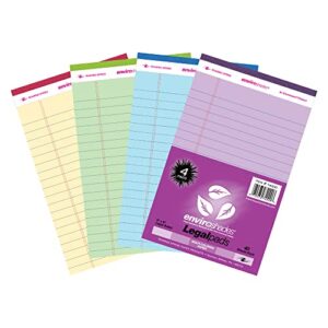 roaring spring enviroshades recycled mini legal pads, 4 pack, 5″ x 8″ 40 sheets, assorted colors