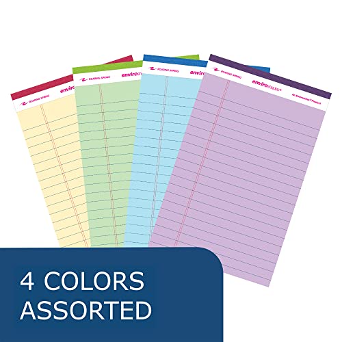 Roaring Spring Enviroshades Recycled Mini Legal Pads, 4 Pack, 5" x 8" 40 Sheets, Assorted Colors