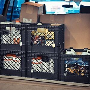 JEZERO Milk Crate for Household Storage: The Ultimate Storage Tote for Groceries, Garages, Kayaking & Outdoor, Stackable Storage | BLACK, Plastic, 13" x 13" x 11” (MC16-S2)