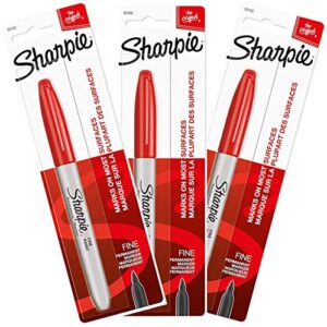 sharpie permanent markers, fine point, red ink, pack of 3 (30102)