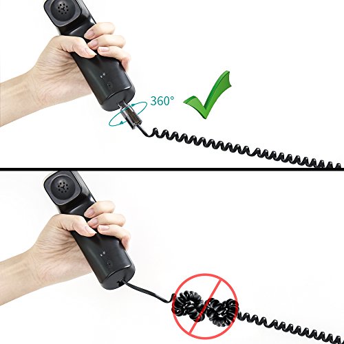 YOLISTIC (Value Pack of 4 360° Phone Cord Detangler Landline Telephone Extended Rotating Black