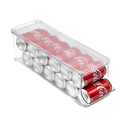 Sorbus Soda Can Organizer for Refrigerator Stackable Can Holder Dispenser with Lid for Fridge, Pantry, Freezer – Holds 12 Cans Each, BPA-Free, Clear Design