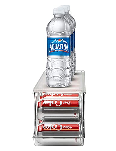 Sorbus Soda Can Organizer for Refrigerator Stackable Can Holder Dispenser with Lid for Fridge, Pantry, Freezer – Holds 12 Cans Each, BPA-Free, Clear Design