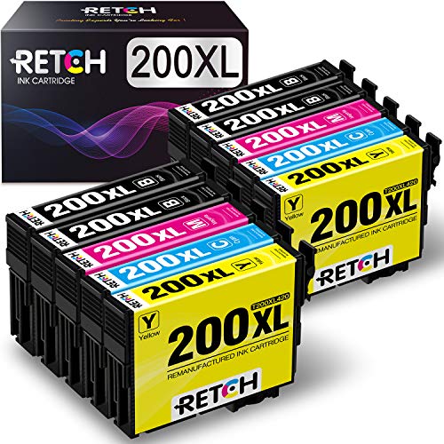 RETCH Remanufactured Ink Cartridge Replacement for Epson 200 XL 200XL T200XL, Used with XP-200 XP-310 XP-400 XP-410 XP-300 WF-2520 WF-2540 WF-2530 Printer (10 Pack)