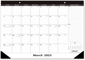 nekmit yearly monthly desk pad calendar, wall calendar for planning, ruled blocks, black