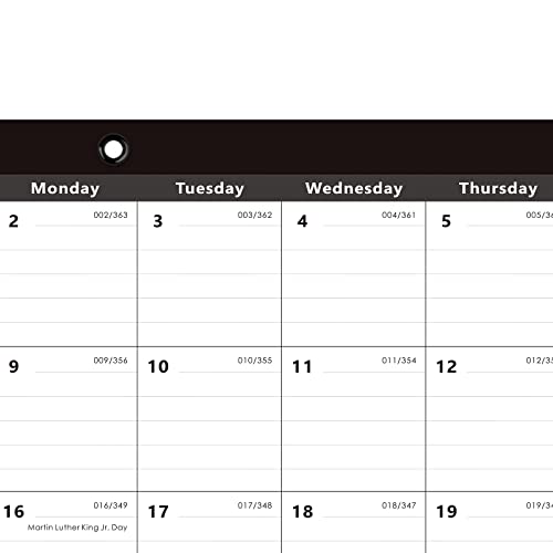 Nekmit Yearly Monthly Desk Pad Calendar, Wall Calendar for Planning, Ruled Blocks, Black