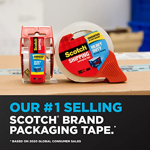 Scotch Heavy Duty Shipping Packaging Tape, 1.88" x 54.6 yd, 3" Core, Clear, Great for Packing, Shipping & Moving, 6 Rolls (3850-6)