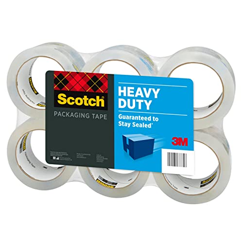 Scotch Heavy Duty Shipping Packaging Tape, 1.88" x 54.6 yd, 3" Core, Clear, Great for Packing, Shipping & Moving, 6 Rolls (3850-6)