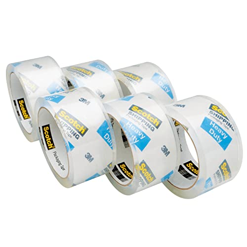 Scotch Heavy Duty Shipping Packaging Tape, 1.88" x 54.6 yd, 3" Core, Clear, Great for Packing, Shipping & Moving, 6 Rolls (3850-6)