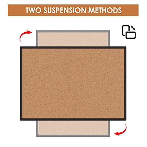 Board2by Cork Board Bulletin Board 48 x 36, Black Aluminium Framed 4x3 Corkboard, Office Board for Wall Cork, Large Wall Mounted Notice Pin Board with 18 Push Pins for School, Home & Office