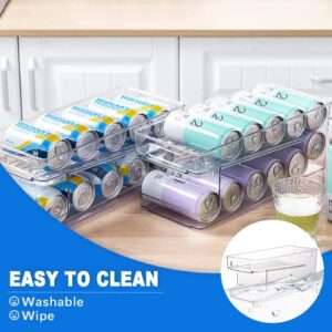 Oaoaii Refrigerator Organizer Bins Can Dispenser Storage Organizer Bins 2-layer Automatic Rolling Beverage Soda Can Storage box for Fridge Beverage Organizer for Beer Soda Organizer BPA Free