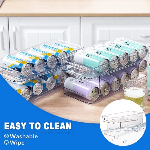 Oaoaii Refrigerator Organizer Bins Can Dispenser Storage Organizer Bins 2-layer Automatic Rolling Beverage Soda Can Storage box for Fridge Beverage Organizer for Beer Soda Organizer BPA Free