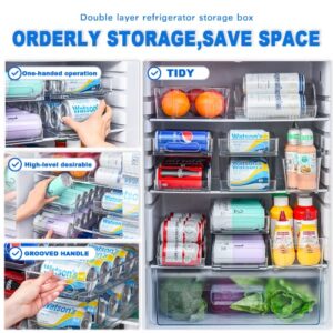 Oaoaii Refrigerator Organizer Bins Can Dispenser Storage Organizer Bins 2-layer Automatic Rolling Beverage Soda Can Storage box for Fridge Beverage Organizer for Beer Soda Organizer BPA Free