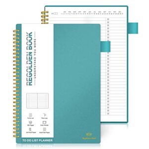 regolden-book to do list notebook , daily to do list planner for work, project planner notebook for daily tasks & personal organizer, checklist notebook for man/ women, pocket, pen loop, 160 pages (7″x10″)