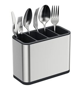 tesot utensil holder sink caddy sponge holder with 4 divided compartments, sturdy stainless steel, rust proof
