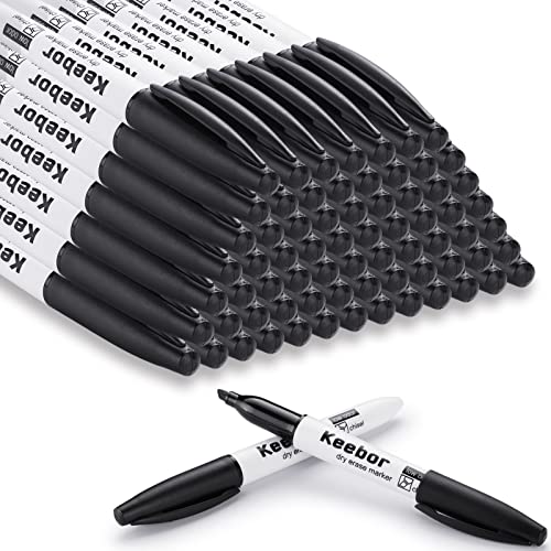 Keebor Basic Chisel Tip Dry Erase Markers, Black, 72 Pack Low-Odor Whiteboard Markers, Office & School Supplies