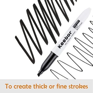 Keebor Basic Chisel Tip Dry Erase Markers, Black, 72 Pack Low-Odor Whiteboard Markers, Office & School Supplies