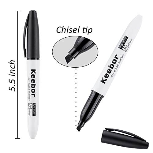 Keebor Basic Chisel Tip Dry Erase Markers, Black, 72 Pack Low-Odor Whiteboard Markers, Office & School Supplies