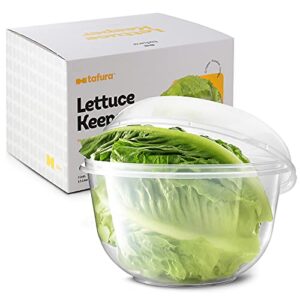 tafura lettuce keeper for fridge, lettuce crisper, vegetable saver with cover, lettuce storage container with lid, crisp and fresh greensaver, salad saver box.