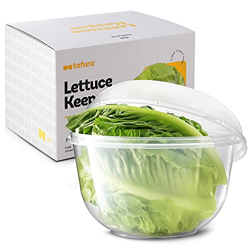 Tafura Lettuce Keeper for Fridge, Lettuce Crisper, Vegetable Saver with Cover, Lettuce Storage Container with Lid, Crisp and Fresh Greensaver, Salad Saver Box.